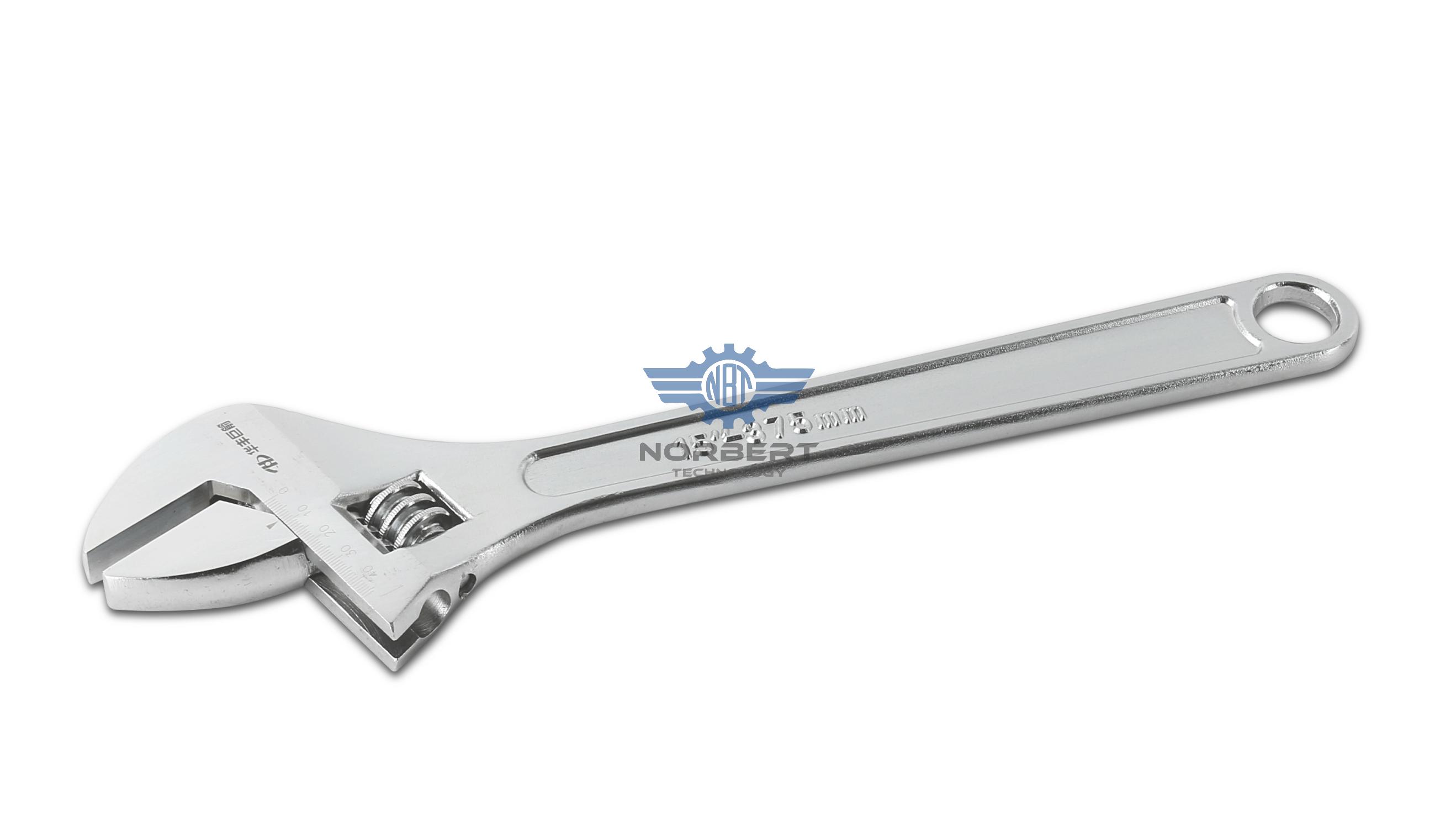 Chrome plated half throw adjustable wrench